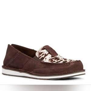 ARIAT Cruiser Brown Leather Cow Hair  Suede Leather Womens Slip-On Shoes Size 6
